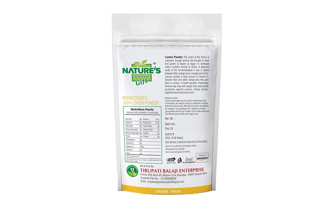 Nature's Gift Spray-Dried Lemon Powder    Pack  500 grams